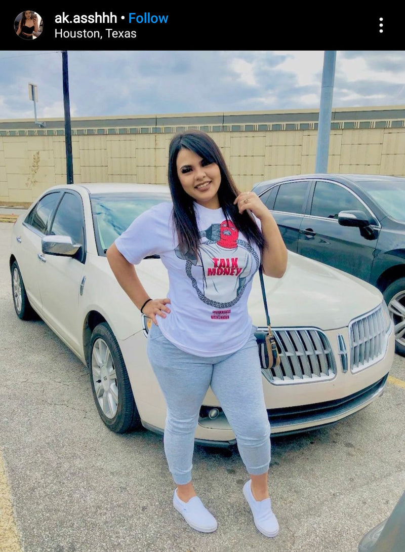 Talk Money Phone - Red on White T-Shirt T-Shirt Million Dolla Motive 
