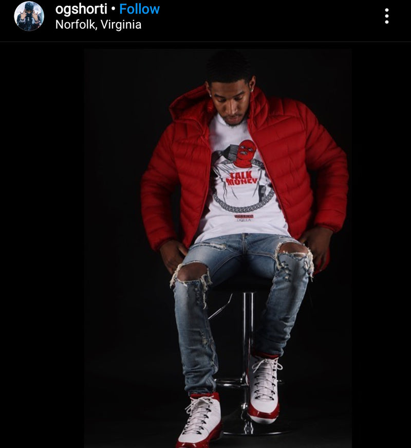 Talk Money Phone - Red on White T-Shirt T-Shirt Million Dolla Motive 