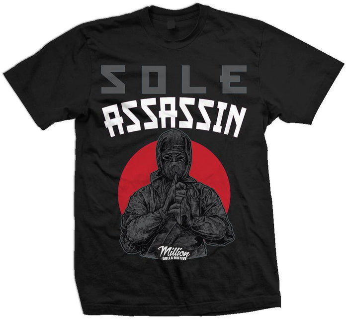 Sole Assassin - Red/Grey on Black T-Shirt