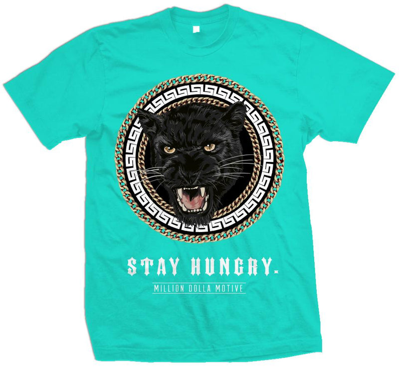 Stay Hungry Panther - Aqua Blue T-Shirt T-Shirt Million Dolla Motive 