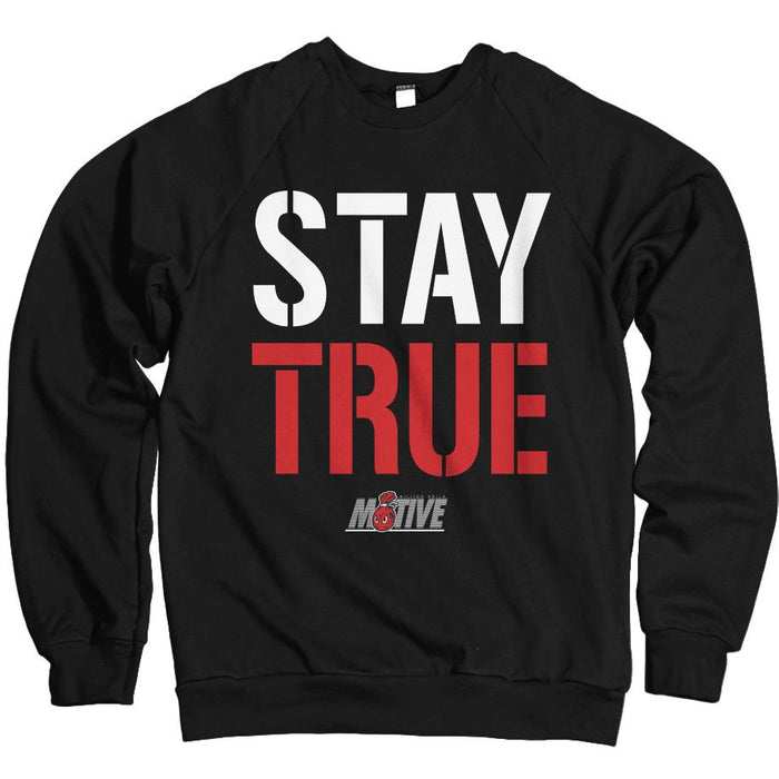 Stay True - Red on Black Crewneck Sweatshirt