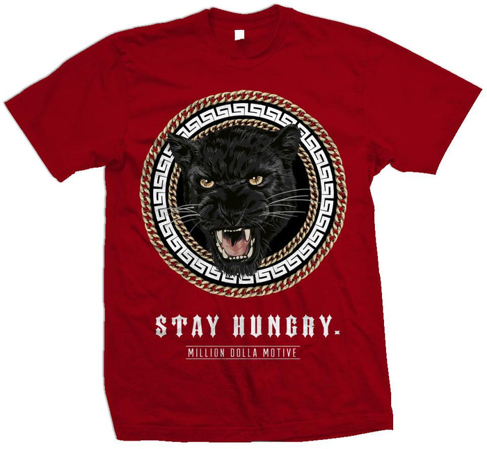 Stay Hungry Panther - Gold on Red T-Shirt
