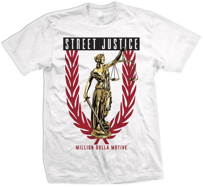 Street Justice - Red/Gold on White T-Shirt