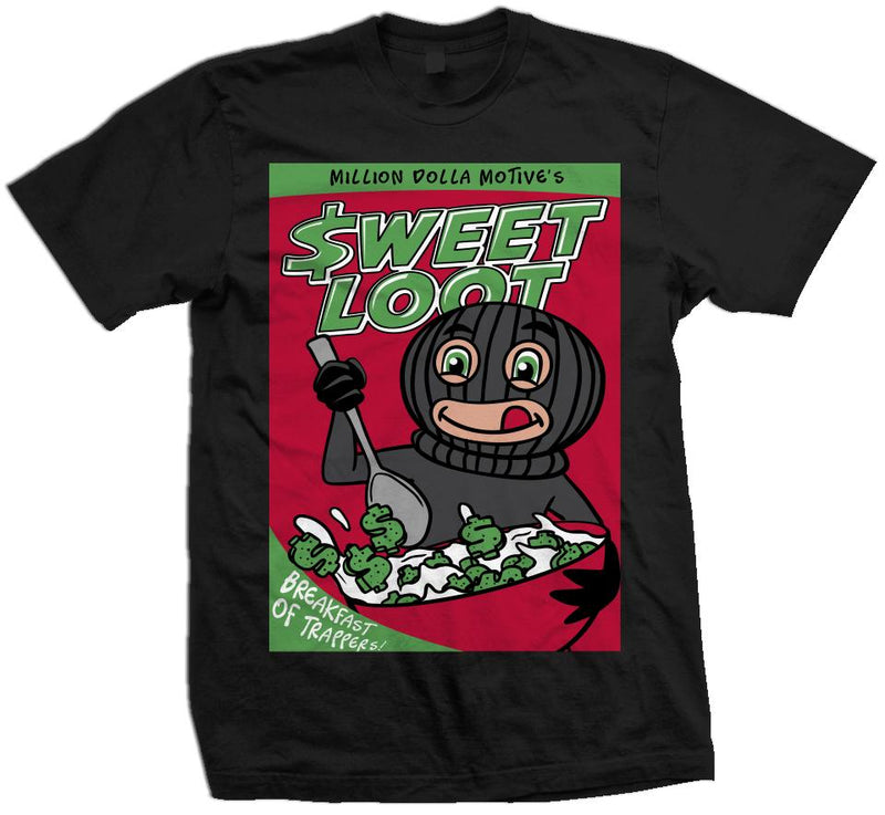 Sweet Loot (Breakfast of Trappers) - Black T-Shirt T-Shirt Million Dolla Motive 