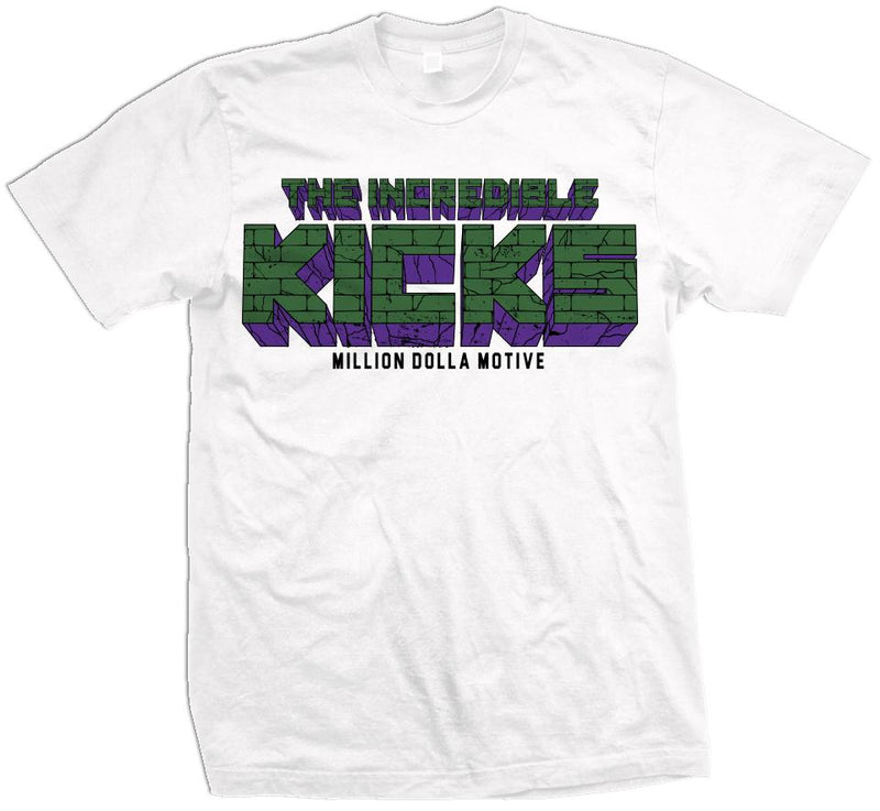 The Incredible Kicks - Aloe Verde/ Court Purple on White T-Shirt T-Shirt Million Dolla Motive 