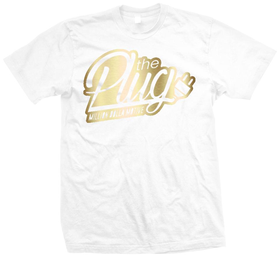 The Plug - Gold on White T-Shirt