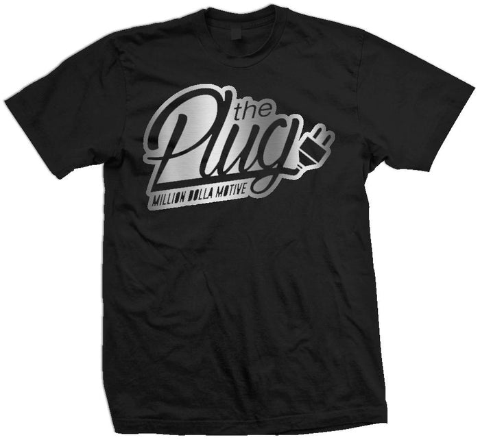 The Plug - Silver on Black T-Shirt