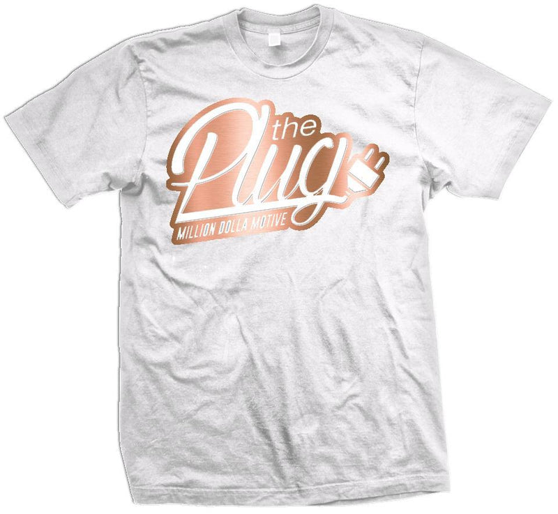 The Plug - Copper Foil on White T-Shirt - Million Dolla Motive
