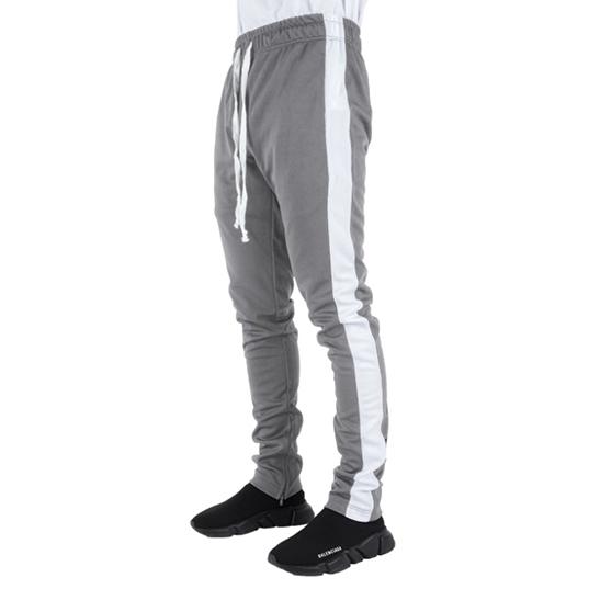 Cool Grey Track Pants with White Stripes