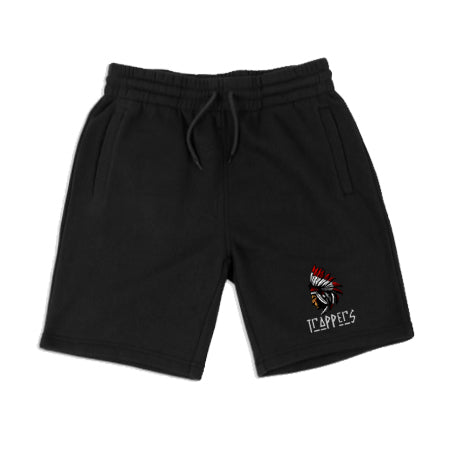 Trappers - Black Embroidered Fleece Shorts
