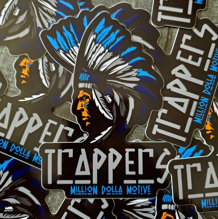 Trappers Blue on Black Sticker