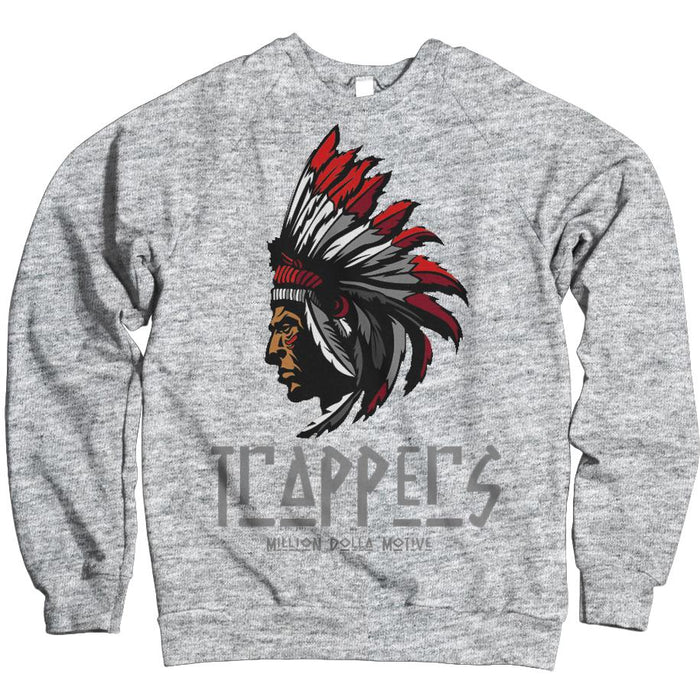 Trappers - Red on Heather Grey Crewneck Sweatshirt