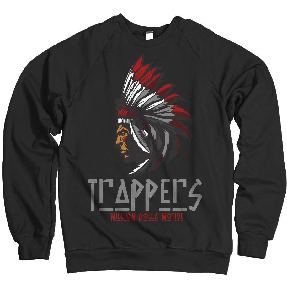 Trappers - Red on Black Crewneck Sweatshirt - Million Dolla Motive