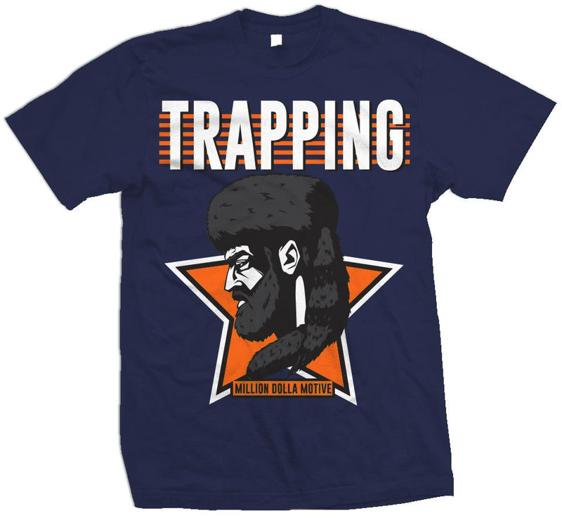 Trapping Star - Orange on Navy T-Shirt T-Shirt Million Dolla Motive 