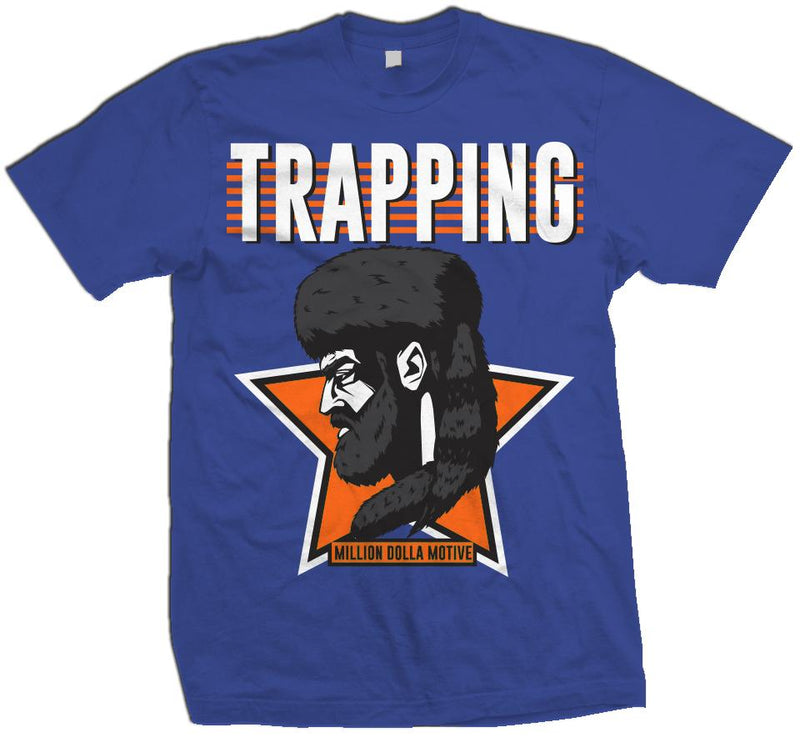 Trapping Star - Orange on Royal Blue T-Shirt T-Shirt Million Dolla Motive 