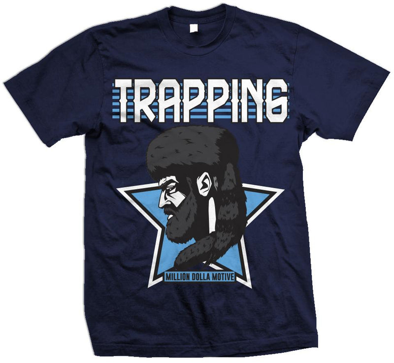 Trapping Star - University Blue on Navy T-Shirt T-Shirt Million Dolla Motive 