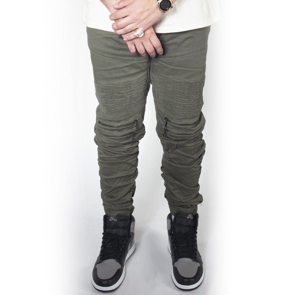 Olive Twill Bungee Jogger Pants JG882