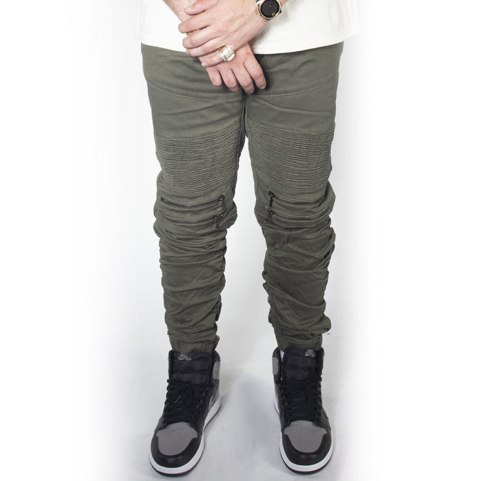 Olive Twill Bungee Jogger Pants JG882