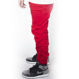 Red Twill Jogger Pants JG804
