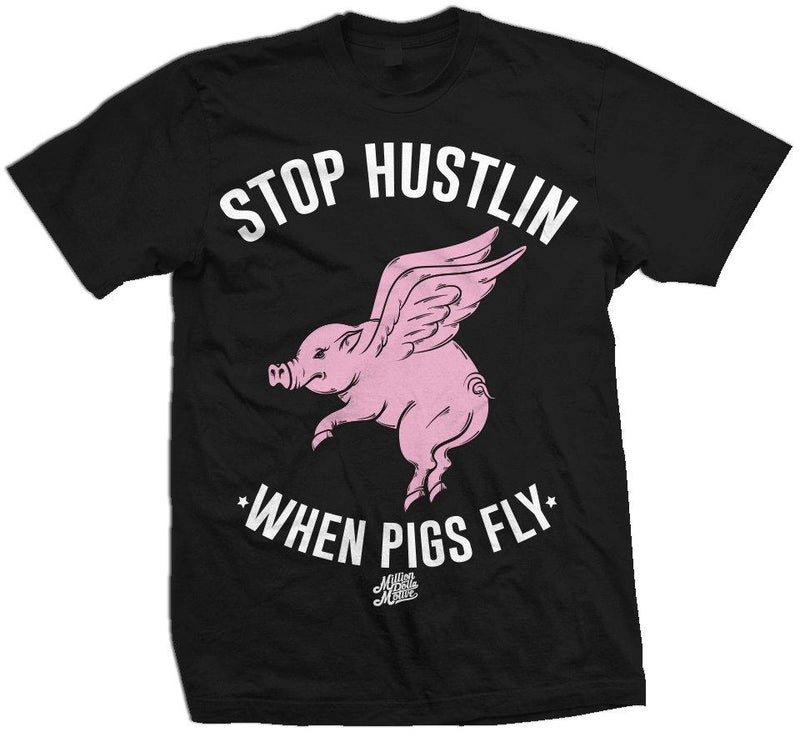 When Pigs Fly - Black T-Shirt | Foamposite Elemental Rose - Million Dolla Motive